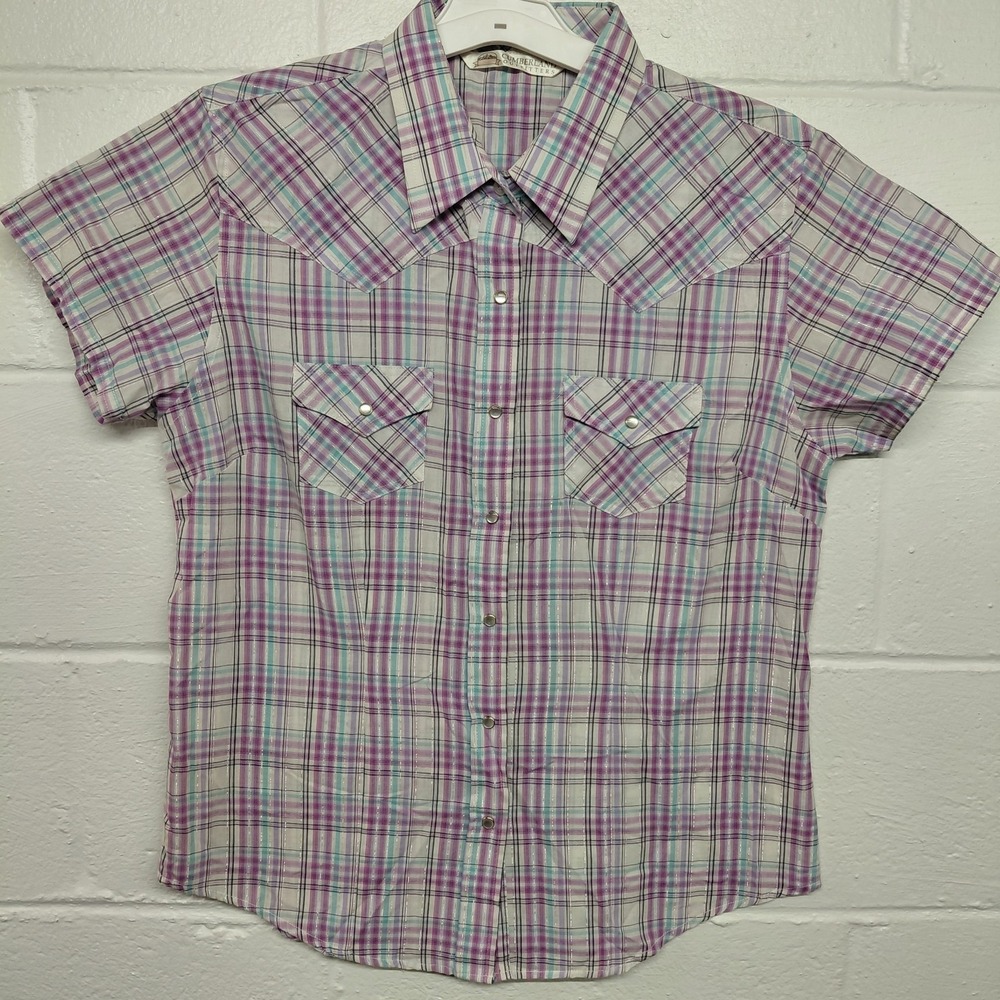Short-Sleeve Button-Down Plaid Shirt - Pink Multi